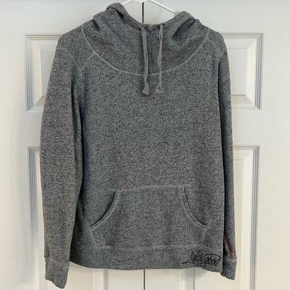 Life is Good Mock Neck Draw String Hoodie Sweatshirt Heather Gray - Picture 1 of 7